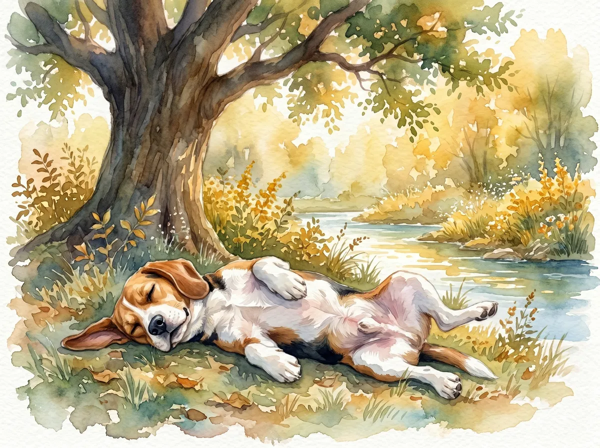 Beagle watercolor calendar month 8